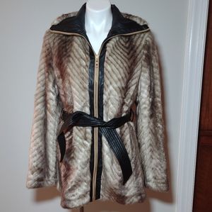 Guess faux fur and leather jacket size Large